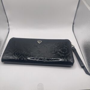 Coach Black Zip-Around Wallet Heart Accent Women's Organizer